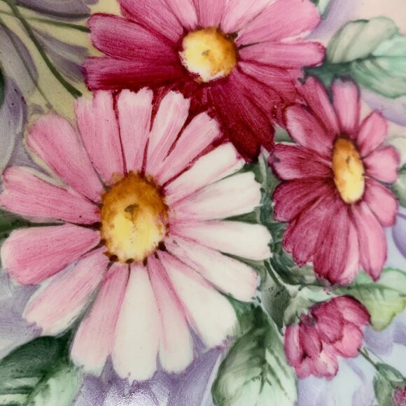 VINTAGE WHEELING CUSHION CERAMIC POTTERY TILE FLORAL 6"X6" PINK CARNATIONS NOS - Picture 2 of 3